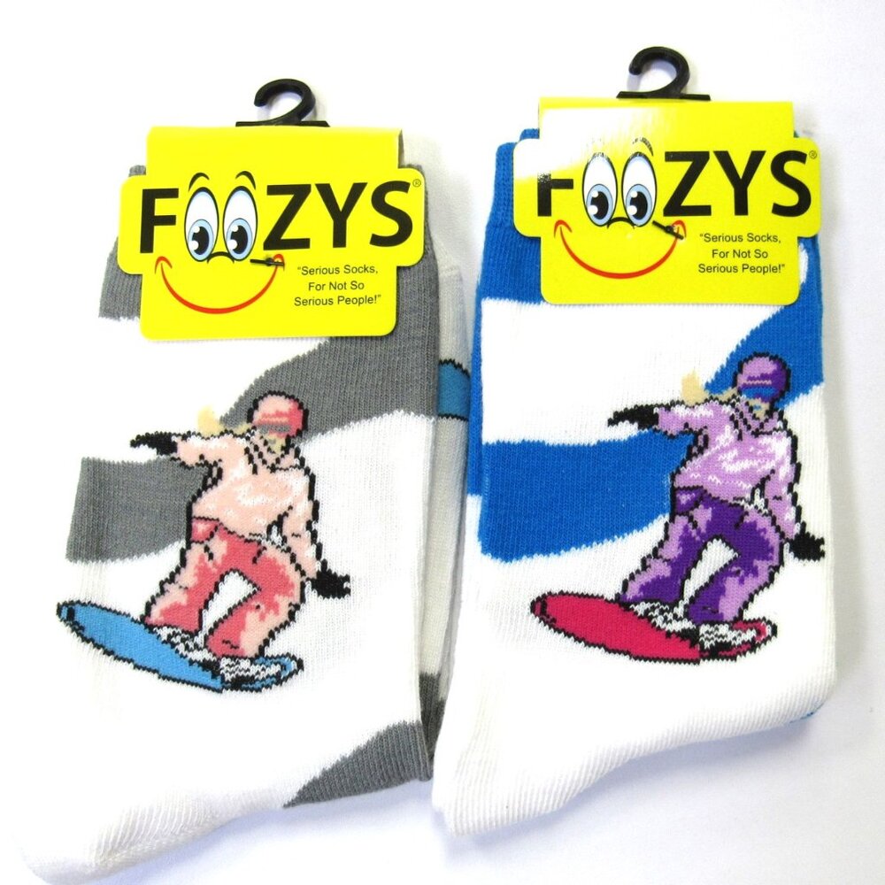 2 Pairs Foozys Snowboarding Print Women's Ladies Girls Novelty Fun Socks GIft